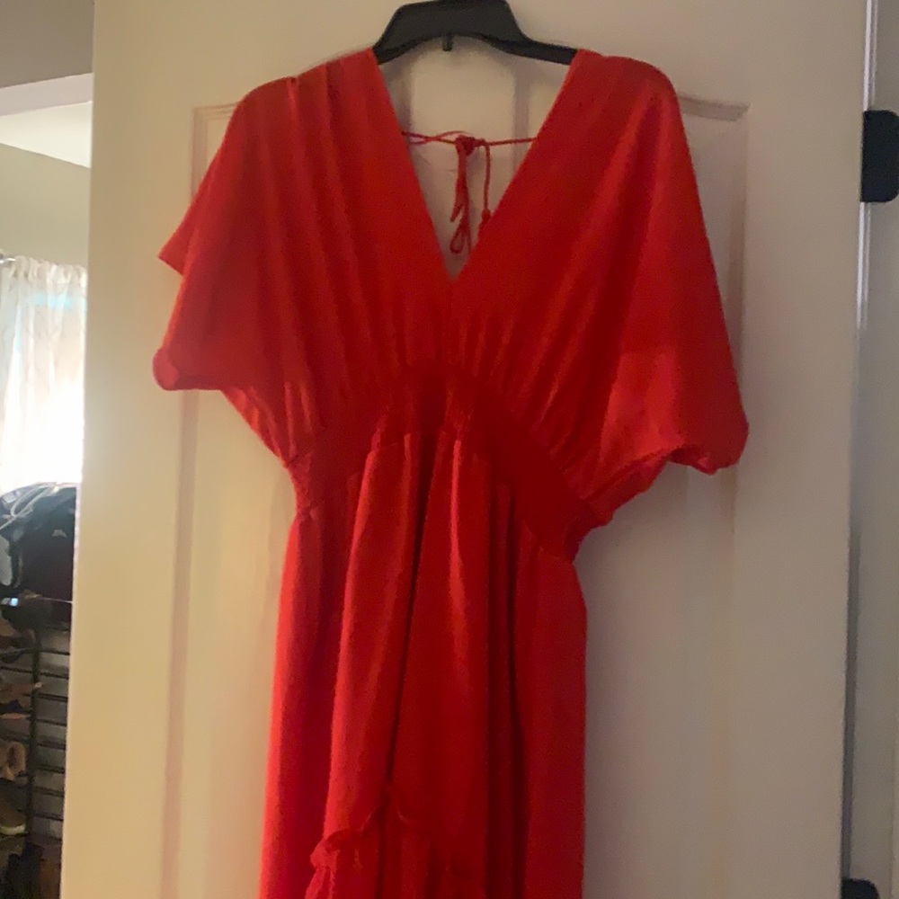 Large red never worn high low dress
